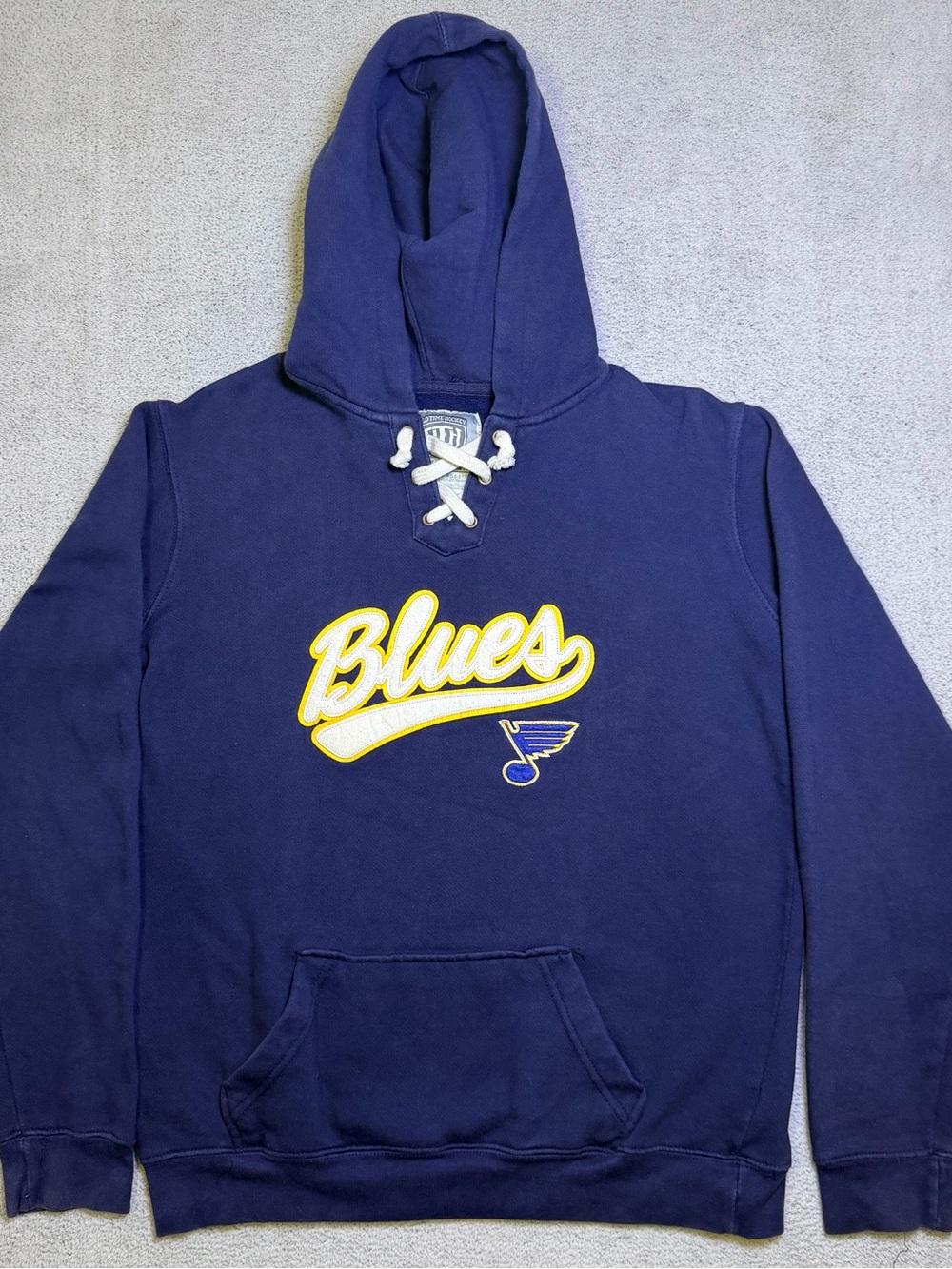 Vintage Style Old Time Hockey St Louis Blues Hoodie Womens XL Lace Up Sweatshirt